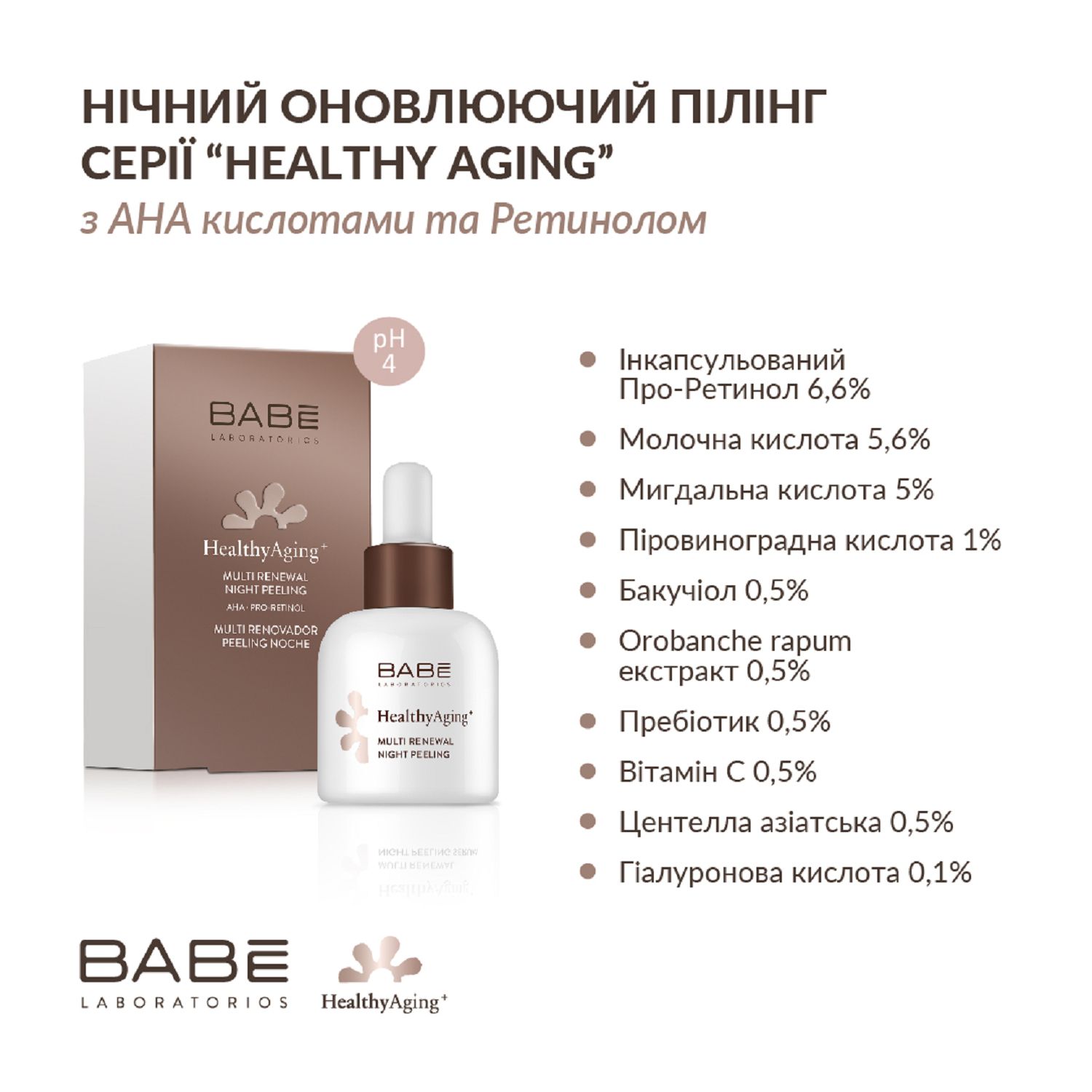 Нічний оновлюючий пілінг з AHA кислотами та Ретинолом HEALTHY AGING 30 мл - Image 3