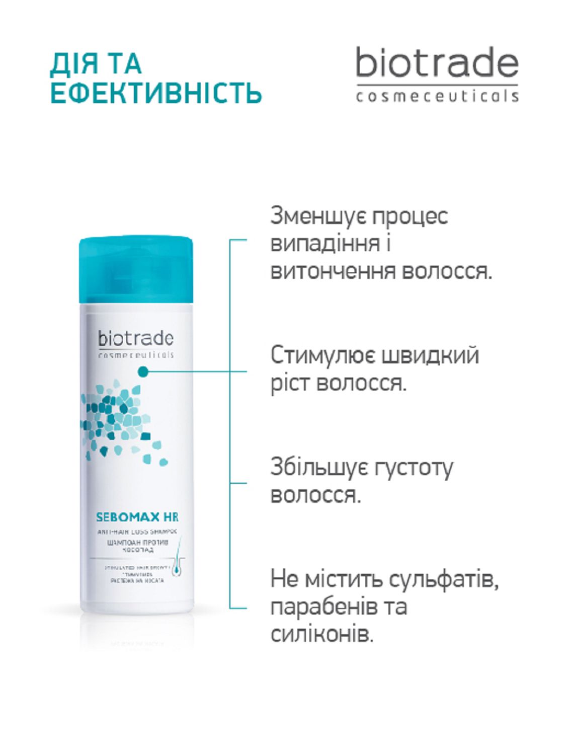 ШАМПУНЬ ПРОТИ ВИПАДІННЯ ВОЛОССЯ SEBOMAX HR , 200 МЛ - Image 2
