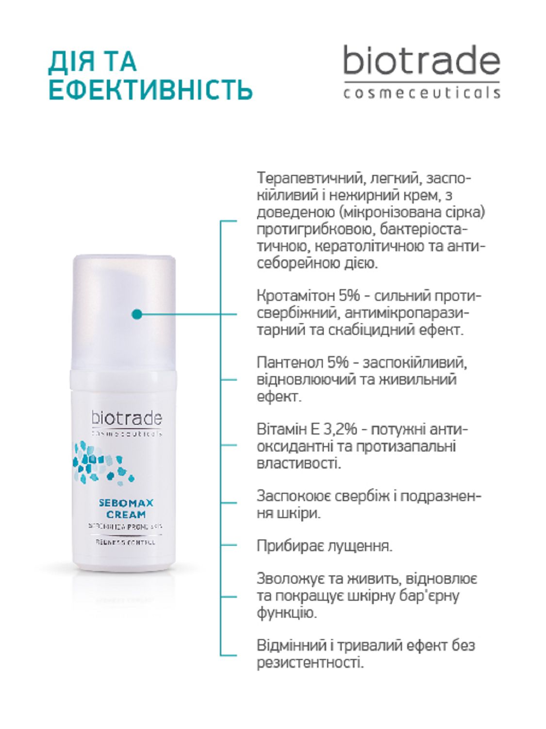 ЗАСПОКІЙЛИВИЙ КРЕМ ДЛЯ ЖИРНОЇ, ПОДРАЗНЕНОЇ ШКІРИ, ЩО ЛУЩИТЬСЯ В Т-ЗОНІ ОБЛИЧЧЯ SEBOMAX 30 мл - Image 4