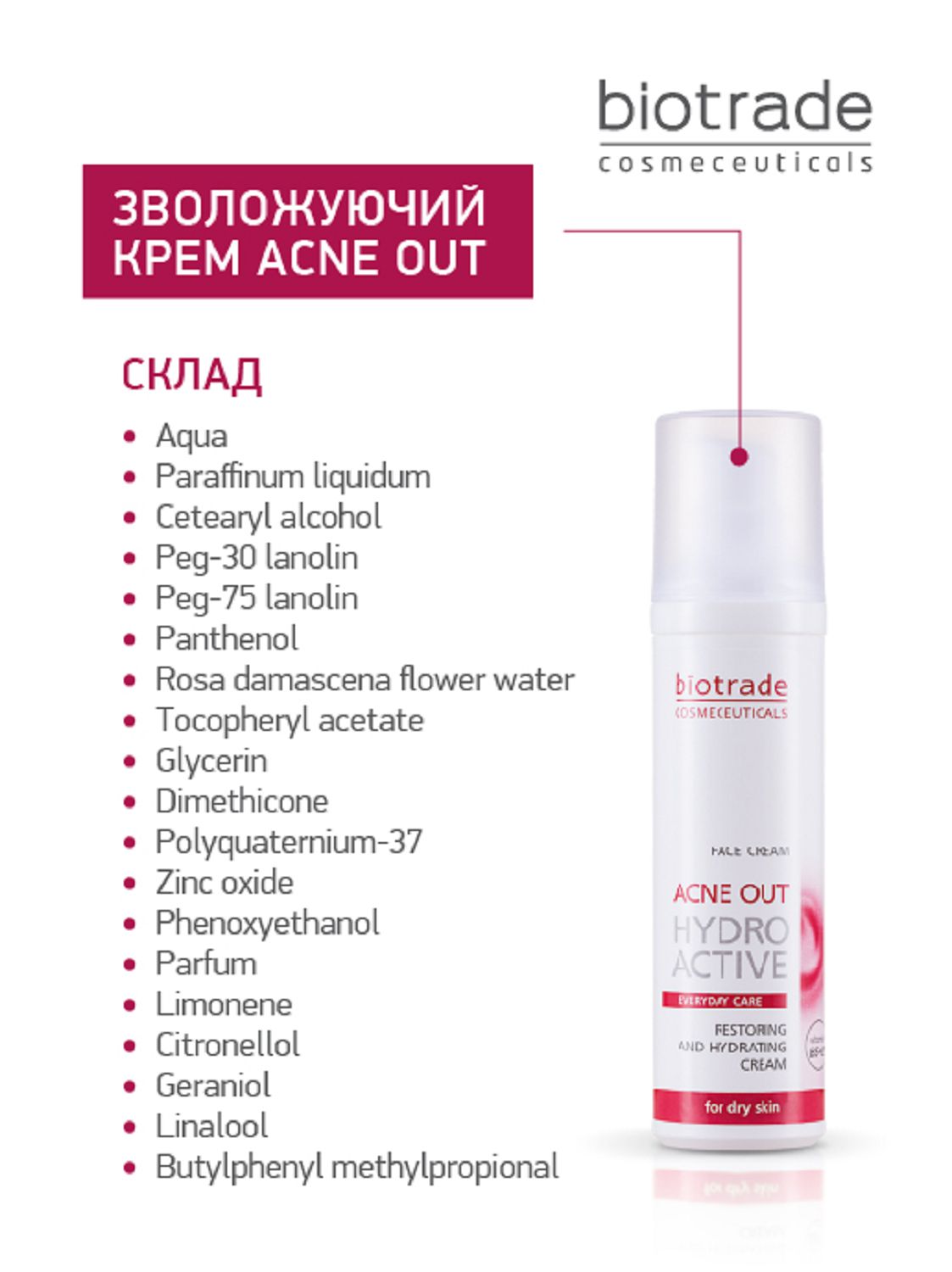 ЗВОЛОЖУВАЛЬНИЙ КРЕМ "ГІДРО АКТИВ" ACNE OUT 60 мл - Image 2